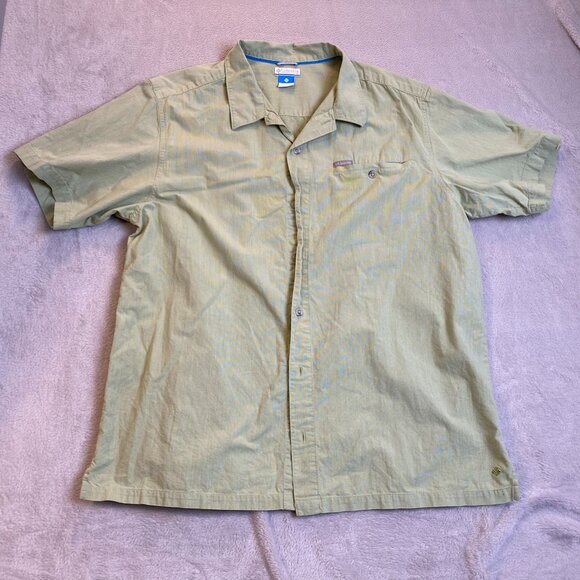 Columbia Mens Shirt XL Green Short-Sleeve Button-Up Cotton Blend Casual Outdoor - Picture 9 of 10